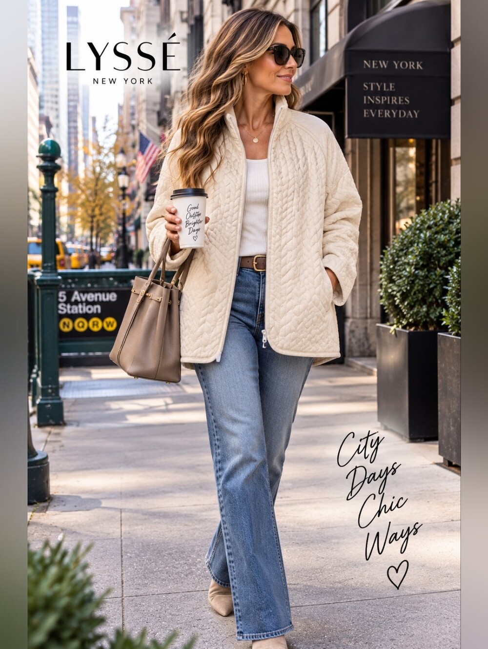 NWT LYSSÉ New York Panna Quilted Zip Jacket Ivory Cream 2X